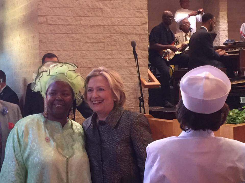 Addressing Hillary Clinton at Little Rock AME Zion Church